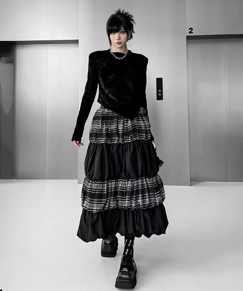 Black Mesh Layered Skirt
